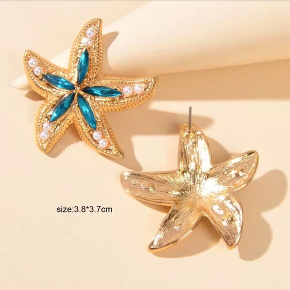 Anthropologie Jewelry - Blue Starfish Earrings – Ocean-Inspired Statement Jewelry